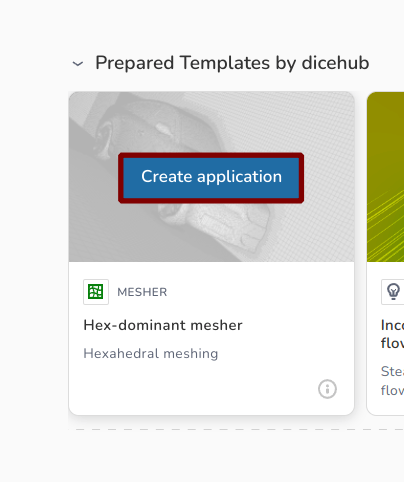 dicehub project create application