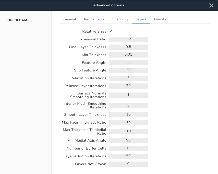 Advanced Options Layers