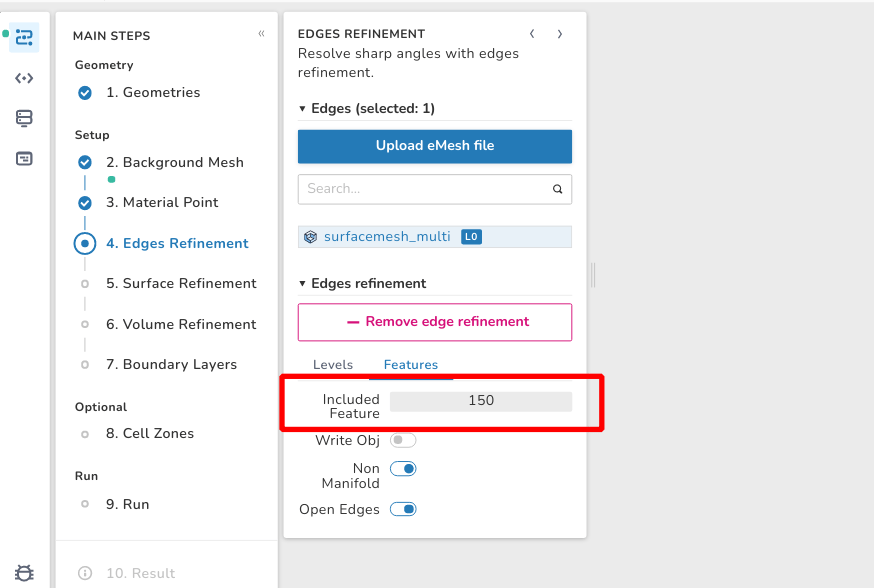 Included angle input